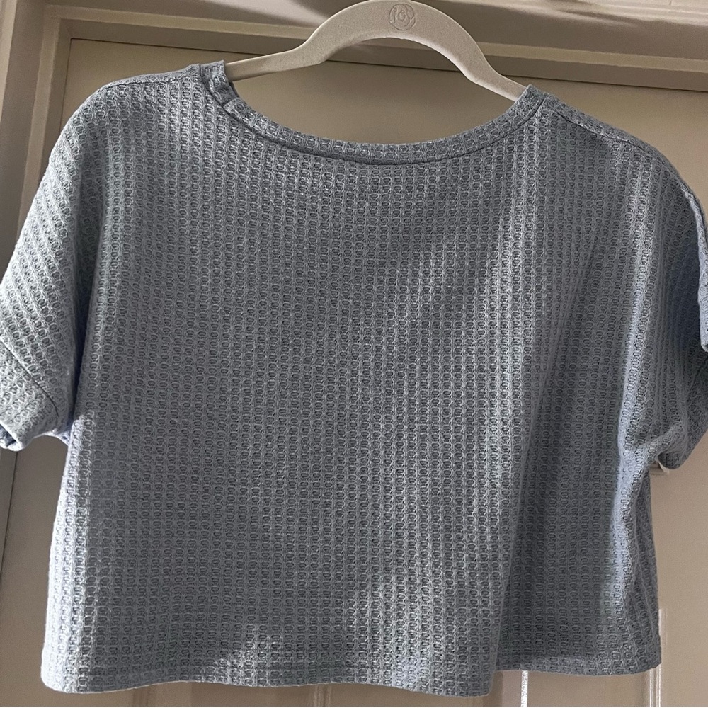SHEIN Light Blue Textured Short Sleeve Top